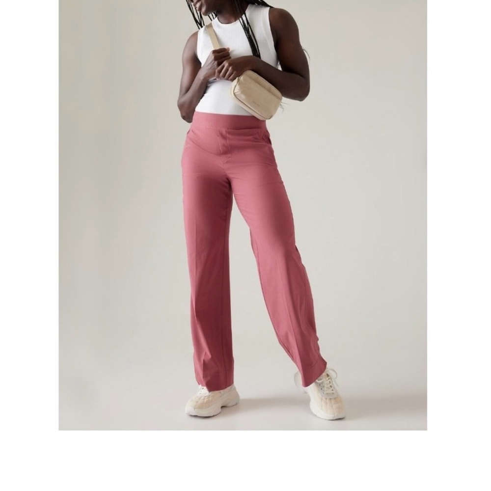 ATHLETA High Rise Straight Leg Women’s Berry Rose Active Pants Size 8 NWT